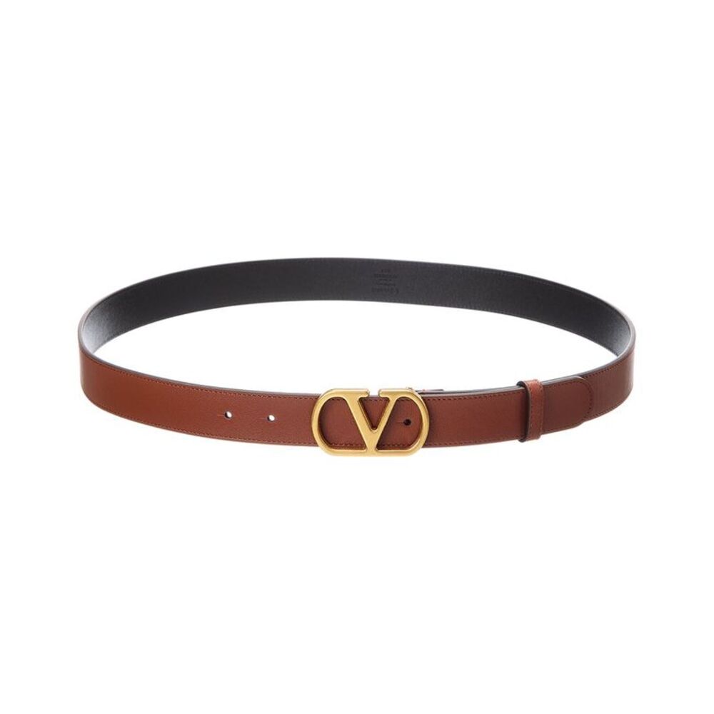 Valentino Vlogo Signature Leather Belt, Brown